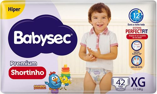 Fralda Babysec Premium Shortinho Hiper XG 42 Unidades