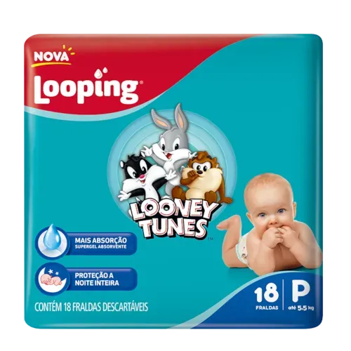 Fralda Looping Looney Tunes Jumbinho P com 18 Unidades