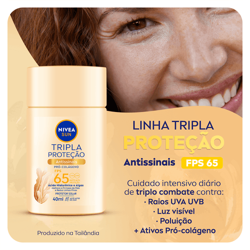 Protetor Solar Facial  Nivea Sun Tripla Proteção Antissinais FPS 65 40ml