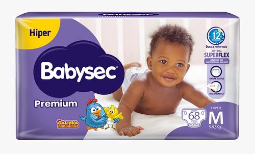 Fralda Babysec Premium Hiper M com 68 unidades