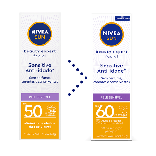 Protetor Facial Nivea Beauty Expert Sensitive Anti-idade FPS60 50g