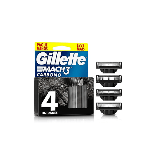 Carga Gillette Mach3 Carbono Leve Mais Pague Menos com 4 Unidades