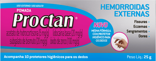Proctan Pomada para Hemorróidas 25g com 10 Protetores Higiênicos para os Dedos