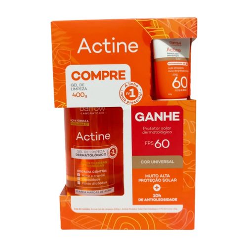 Kit Actine Gel de Limpeza 400g + Actine FPS60 Com Cor 20g Grátis