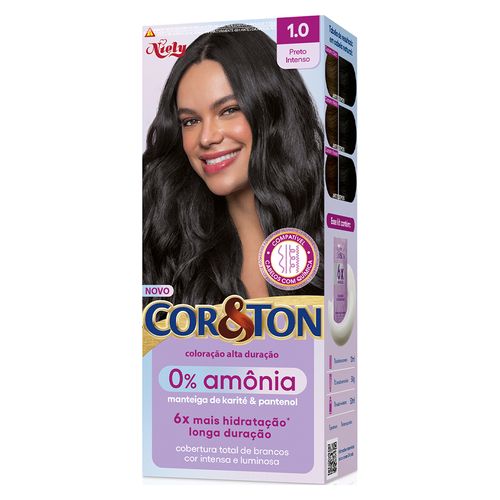 Tintura Cor&Ton Sem Amônia -1.0 Preto Intenso
