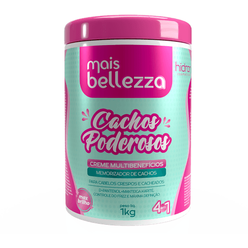 Creme Multibeneficio Hidran Mais Bellezza Cachos Poderosos 1k