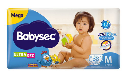 Fralda Babysec Galinha Pintadinha Ultrasec Mega M com 38 Unidades
