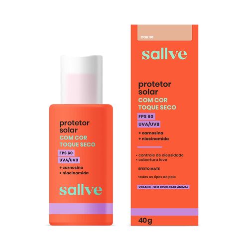 Protetor Solar Facial FPS60 Cor 30 com 40g - Sallve