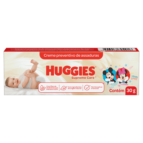 Creme Preventivo de Assaduras Bebê com Óleo de Amêndoas Huggies Supreme Care 30g