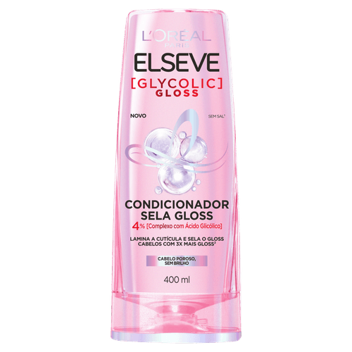 Condicionador Sela Gloss Elseve Glycolic Gloss Frasco 400ml