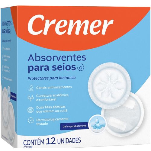 Cremer Absorvente Para Seios Com 12 Unidades