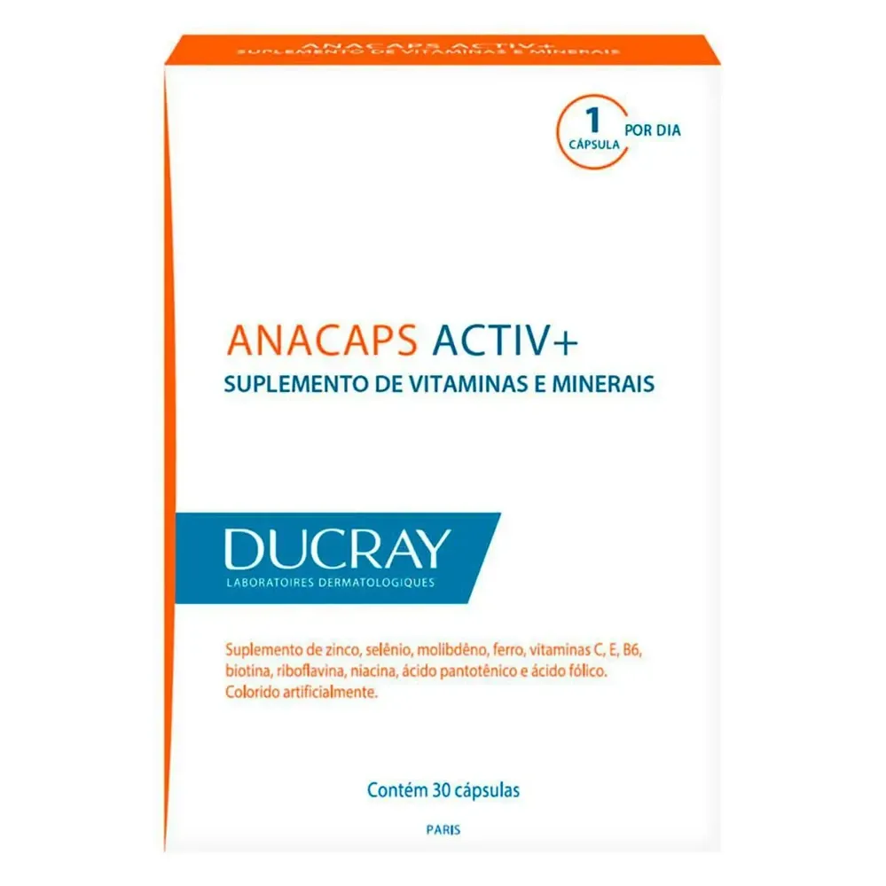 Suplemento de Vitaminas Ducray Anacaps Active+ 30 Cápsulas
