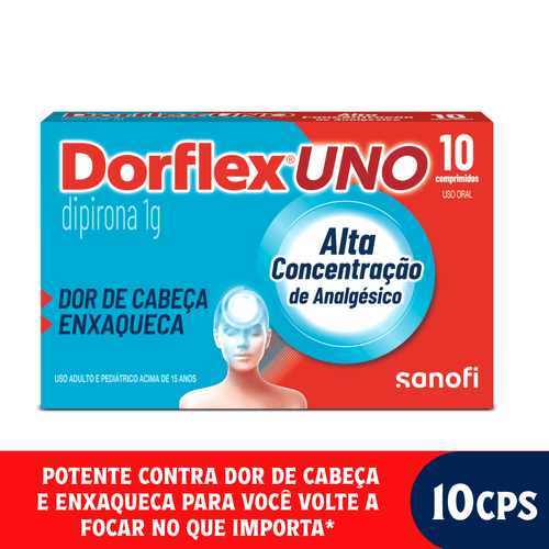 Analgésico Dorflex Uno Enxaqueca 1g com 10 Comprimidos Sanofi