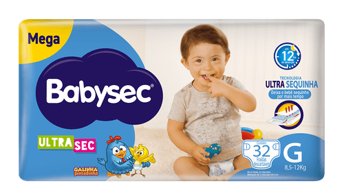 Fralda Babysec Galinha Pintadinha Ultrasec Mega G com 32 Unidades