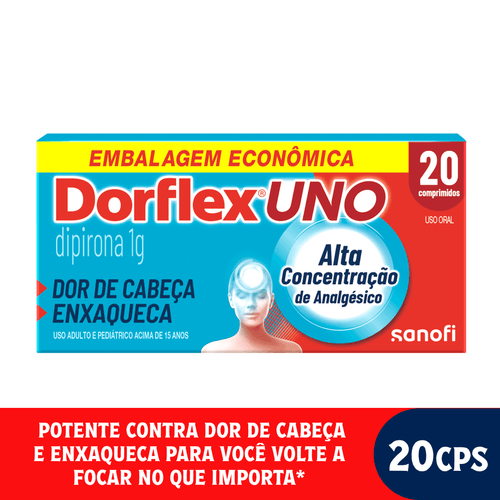 Analgésico Dorflex Uno Enxaqueca 1g com 20 Comprimidos Sanofi
