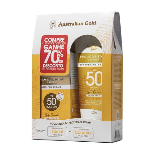 Kit Protetor Solar Australian Gold FPS 50 200g + Protetor Solar Facial FPS 50 50g