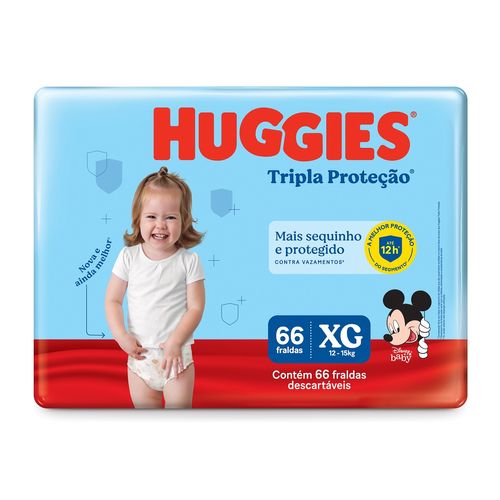 Fralda Huggies Tripla Proteção Hiper Tamanho XG com 66 Unidades