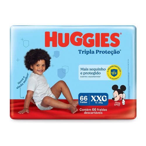 Fralda Huggies Tripla Proteção Hiper Tamanho XXG com 66 Unidades