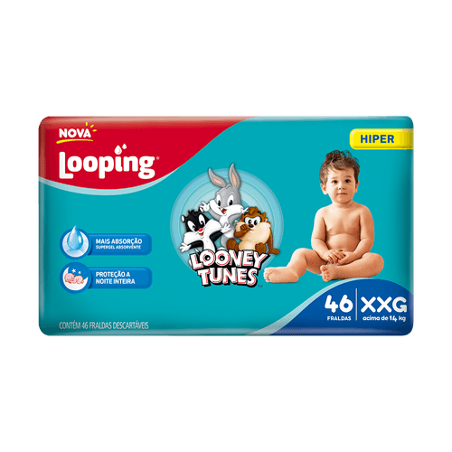 Fralda Looping Looney Tunes Hiper XXG com 46 unidades