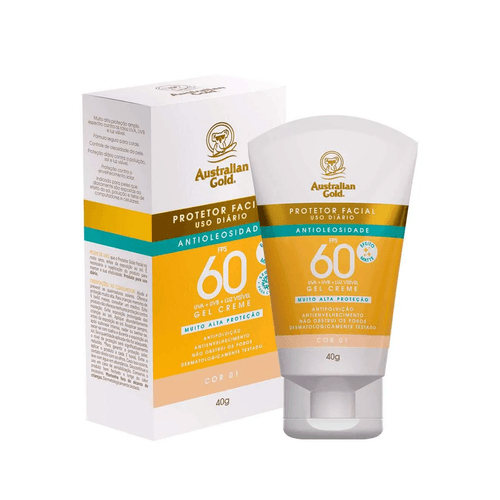 Protetor Solar Facial Australian Gold Antioleosidade FPS60 Cor 01 40g