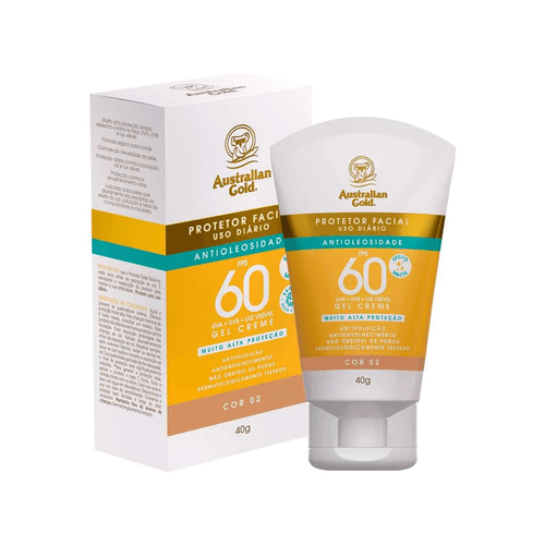 Protetor Solar Facial Australian Gold Antioleosidade FPS60 Cor 02 40g