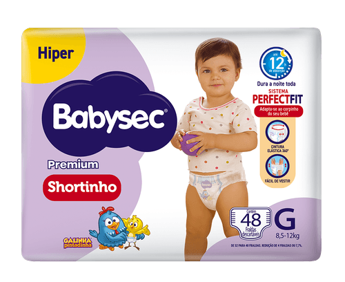 Fralda Babysec Premium Shortinho Hiper G 48 Unidades