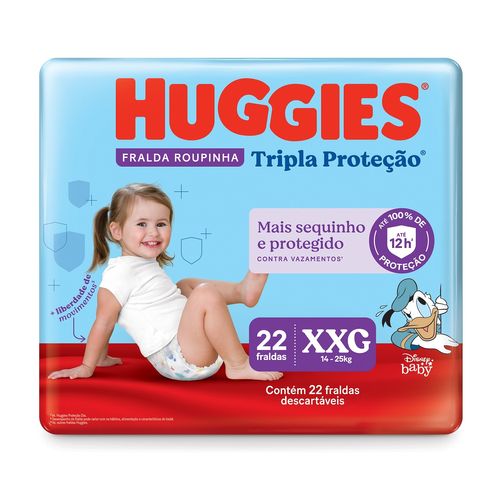 Fralda Huggies Disney Tripla Proteção Mega Roupa XXG com 22 Unidades