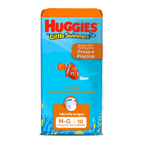 Fralda para Água Huggies Disney Little Swimmers Mar e Piscina M/G com 10 Unidades