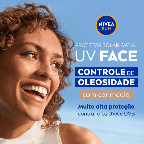 Nivea Sun Protetor Solar Facial UV Face Controle de Oleosidade Cor Média FPS 60 50g