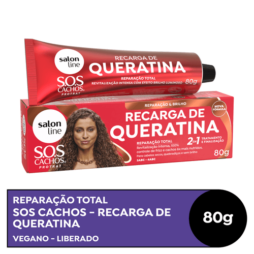 Recarga de Queratina Salon Line SOS Cachos Reparação Total Salon Line 80g