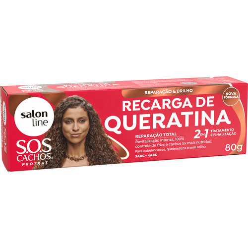 Recarga de Queratina Salon Line SOS Cachos Reparação Total Salon Line 80g