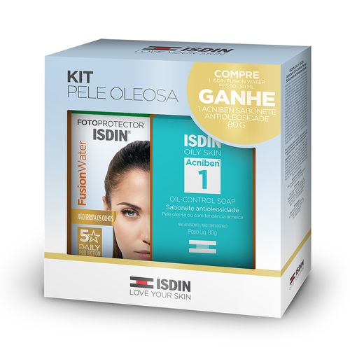 Kit Isdin Protetor Solar Fusion Water 50ml+ Sabonete Acniben 80g