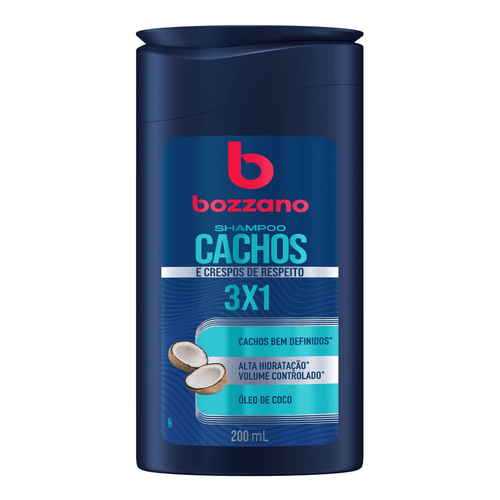 Shampoo Óleo de Coco Cachos Bozzano 3 em 1 com 200ml