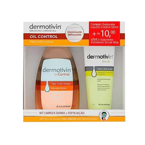 Kit Sabonete Líquido Dermotivin Oil Control de 120ml e Esfoliante Scrub de 60g