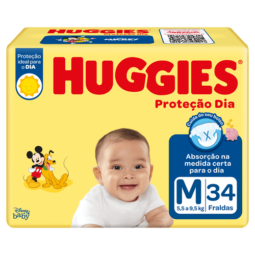 Fralda Huggies Proteção Dia M com 34 Unidades