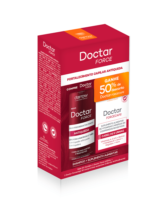 Kit Shampoo Antiqueda Doctar Force 400ml + Doctar Forcecaps com 30 Comprimidos