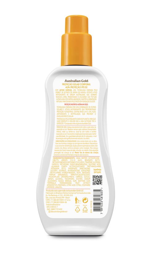 Protetor Solar Corporal Australian Gold Antiox Complex FPS 50 220ml