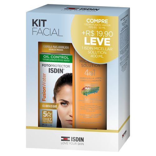 Kit Protetor Solar Fotoprotector Isdin Fusion Water FPS 60 50ml + Água Micelar Facial 400ml