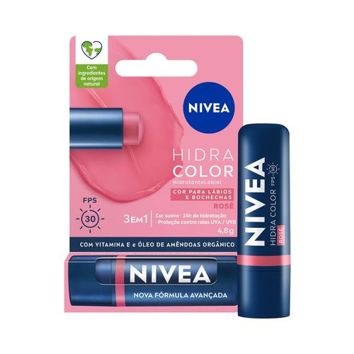 Nivea Hidratante Labial Hidra Color Rose FPS 30 4,8g