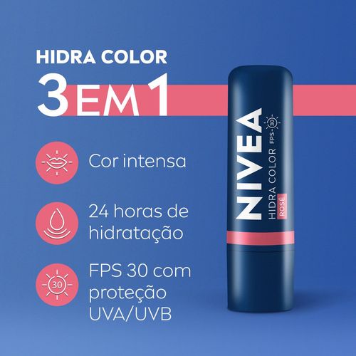 Nivea Hidratante Labial Hidra Color Rose FPS 30 4,8g