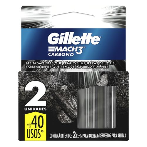 Carga Gillette Mach3 Carbono com 2 Unidades