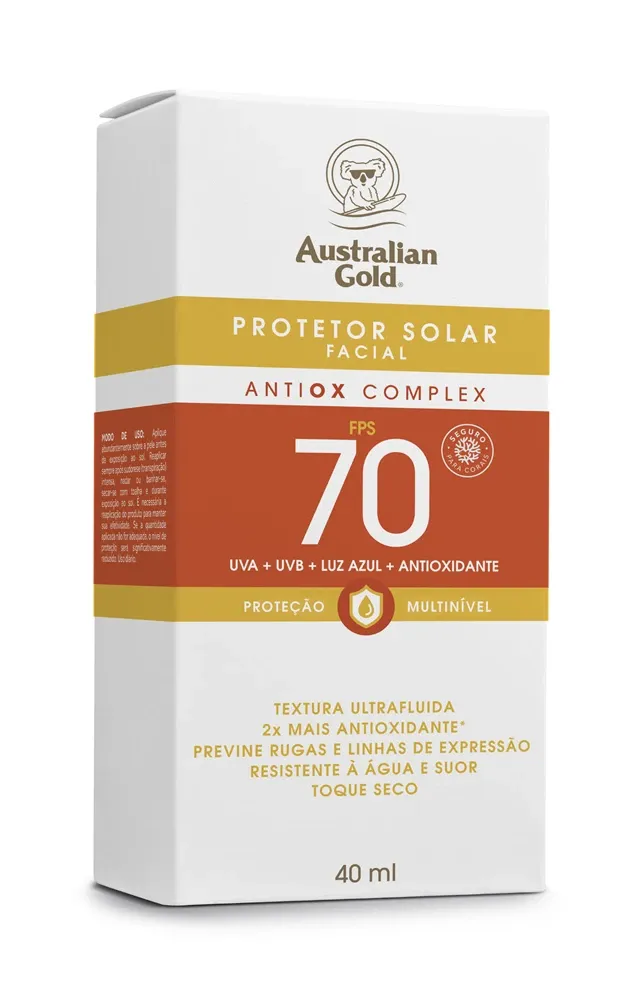 Protetor Solar Facial Australian Gold Antiox Complex FPS 70 40ml
