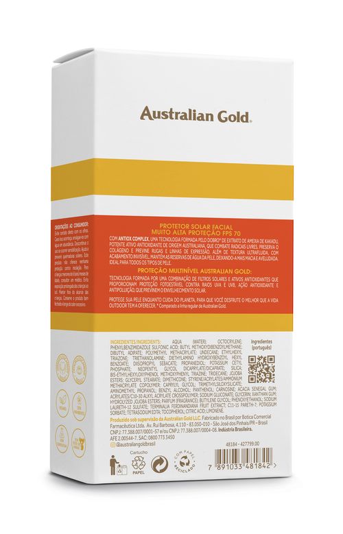 Protetor Solar Facial Australian Gold Antiox Complex FPS 70 40ml