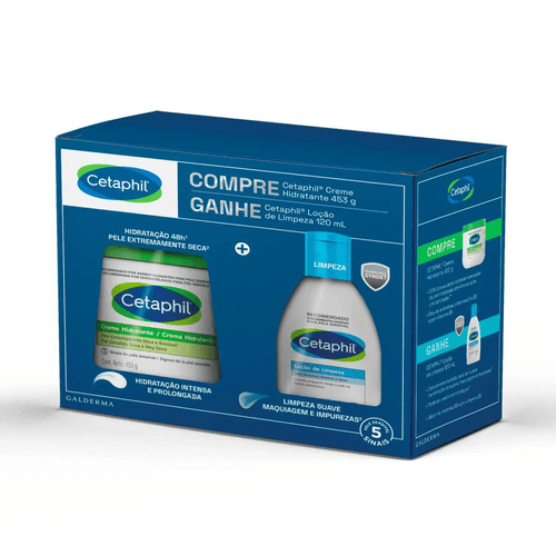 Kit Cetaphil com Creme Hidratante 453g e Loção de Limpeza 120ml
