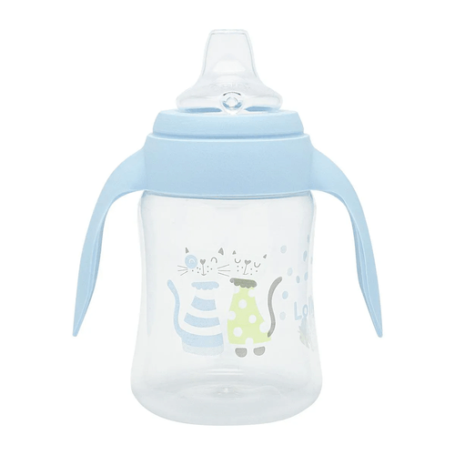 Copo Antivazamento Lolly Baby Zoo com Alça Silicone Azul 250ml