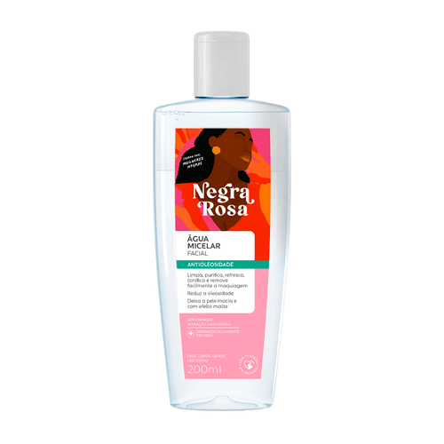 Agua Micelar Facial Antioleosidade Negra Rosa 200ml