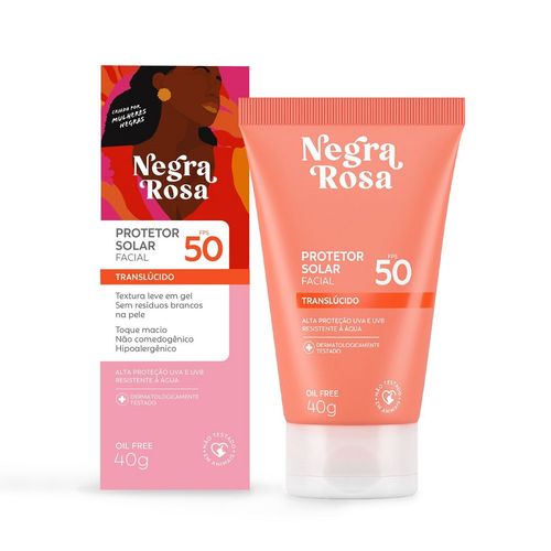 Protetor Solar Facial FPS50 Translúcido Negra Rosa 40g