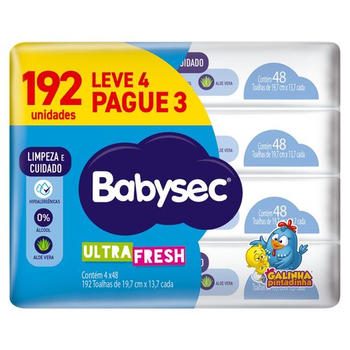 Pack Lenço Umedecido Babysec Galinha Pintadinha Leve 4 Pague 3