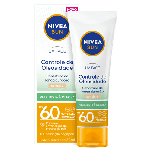 Nivea Sun Protetor Solar Facial UV Face Controle de Oleosidade Cor Clara FPS 60 50g