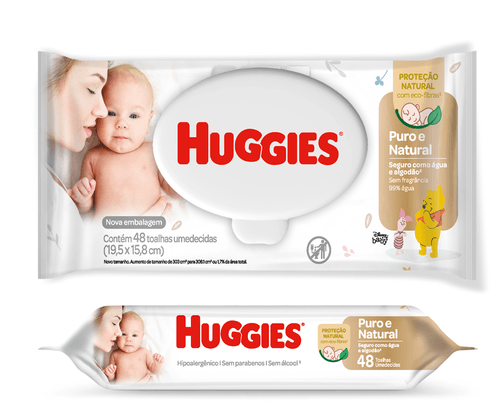 Lenço Umedecido Huggies Disney Pure Care Primeiros 100 dias Com 48 unidades